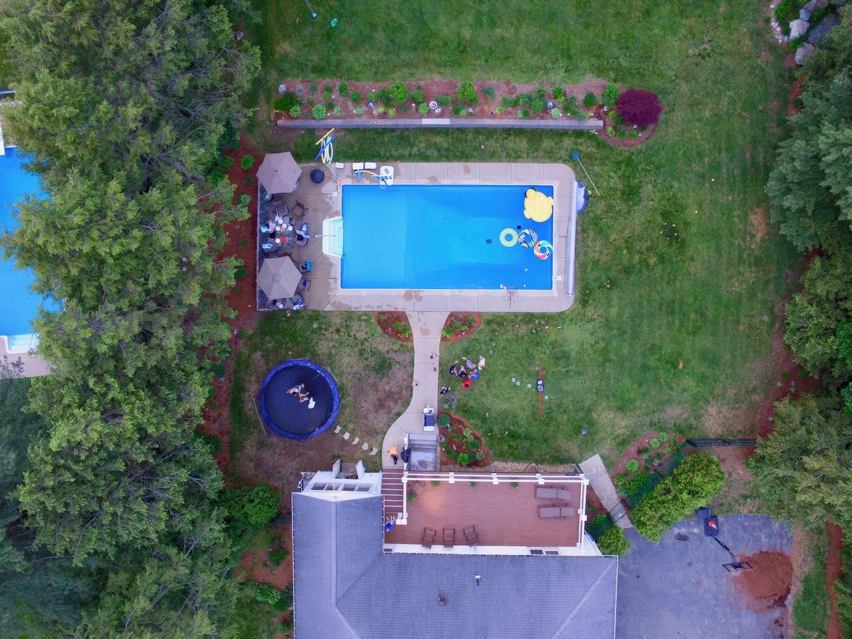 Backyard Pool and Deck Grass